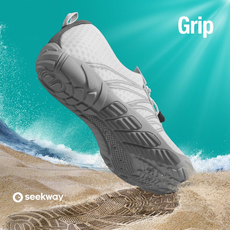 SEEKWAY Water Shoes Sports Quick-Dry Barefoot Aqua Beach Pool Lake Swim Boating Hiking Surfing Men Women 407-White SP001 - Image 5